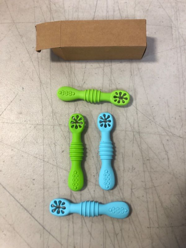 Photo 1 of 4 SILICONE BABY SPOONS ** BLUE & GREEN 

