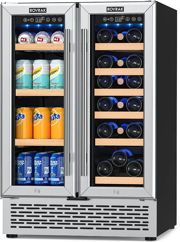 Photo 1 of ROVRAk Wine Fridge Built-in or Freestanding Wine Cooler Refrigerator Compressor Wine Refrigerator --------there are some dents and the right  side door is broken off needs to be fixed and put back on view pictures 

