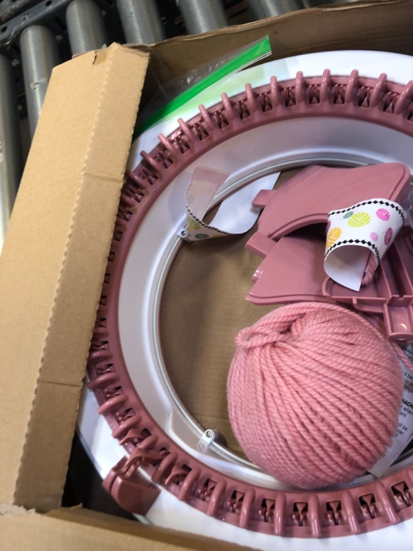 Photo 2 of 48 Needles Knitting Machines with Row Counter, Smart Weaving Loom Knitting Round Loom for Adults/Kids, Knitting Board Rotating Double Knit Loom Machine Kits Pink White 48 Needles