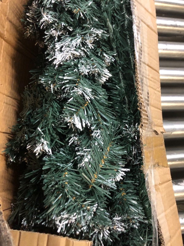 Photo 1 of 7 ft Artificial Christmas Tree, Premium Xmas Trees with 900 Branch Tips 300 LED Warm White Bulbs, Including Metal Foldable Base Hinge Stand Arbol de Navidad for Home, Office, Shop, Party Decoration---missing bottom stand 