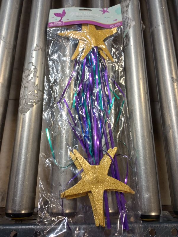 Photo 2 of amscan Mermaid Wishes Starfish Wands | 17 9/10" | Pack of 6 Party Game - Wand --- item is new