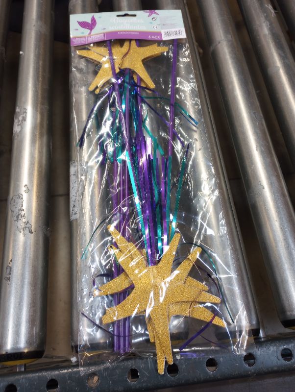 Photo 2 of amscan Mermaid Wishes Starfish Wands | 17 9/10" | Pack of 6 Party Game - Wand --- item is new