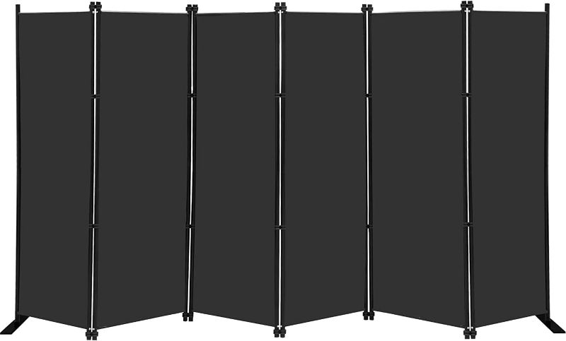 Photo 1 of 6 Panel Folding Privacy Screen, 10 ft. Extra Wide Partition Room Divider Portable Office Walls Dividers Room Separator, Black --- ITEM IS NEW, SCUFFS ON ITEM AS SHOWN IN PICTURES