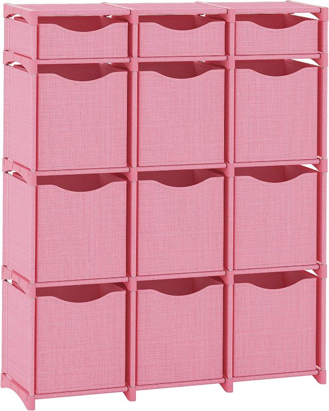 Photo 1 of 12 Cube Organizer | Set of Storage Cubes Included | DIY Cubby Organizer Bins | Cube Shelves ladder Storage Unit shelf | Closet Organizer for Bedroom, Playroom, Livingroom, Office (Pink)
