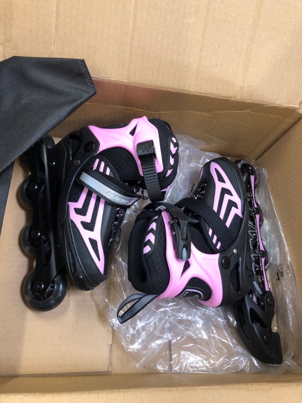 Photo 2 of ITurnGlow Adjustable Inline Skates for Kids and Adults, Roller Skates with Featuring All Illuminating Wheels, for Girls and Boys, Men and Ladies Medium - Big Kid Pink