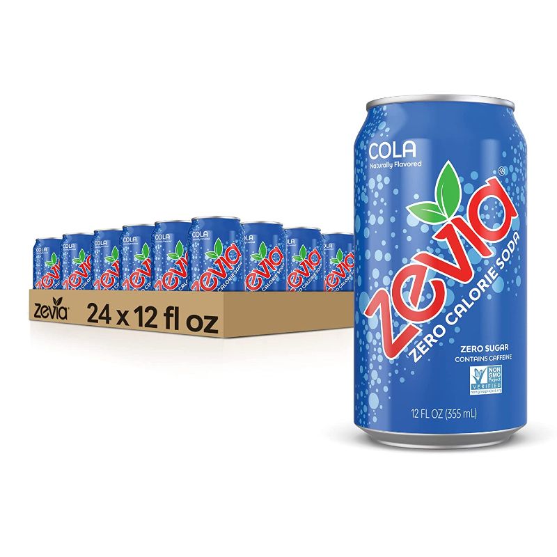 Photo 1 of Zevia Zero Calorie Soda, Cola, 12 Ounce Cans (Pack of 24) exp-26 mar 2024
