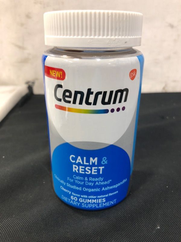 Photo 2 of Centrum Calm & Reset, Calm Gummies with KSM-66 Ashwagandha, Vitamin B12 and Vitamin B6 - 60 Adult Gummies Unflavored 60 Count