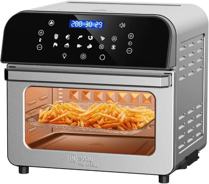 Photo 1 of Air Fryer Oven,Whall 12QT 12-in-1 Air Fryer Convection Oven,Rotisserie,Roast,Bake,Dehydrate,12 Cooking Presets,Digital Touchscreen,Stainless Steel,with Accessories&Recipes
--- opened and damaged box item is wrapped and unused with no damage