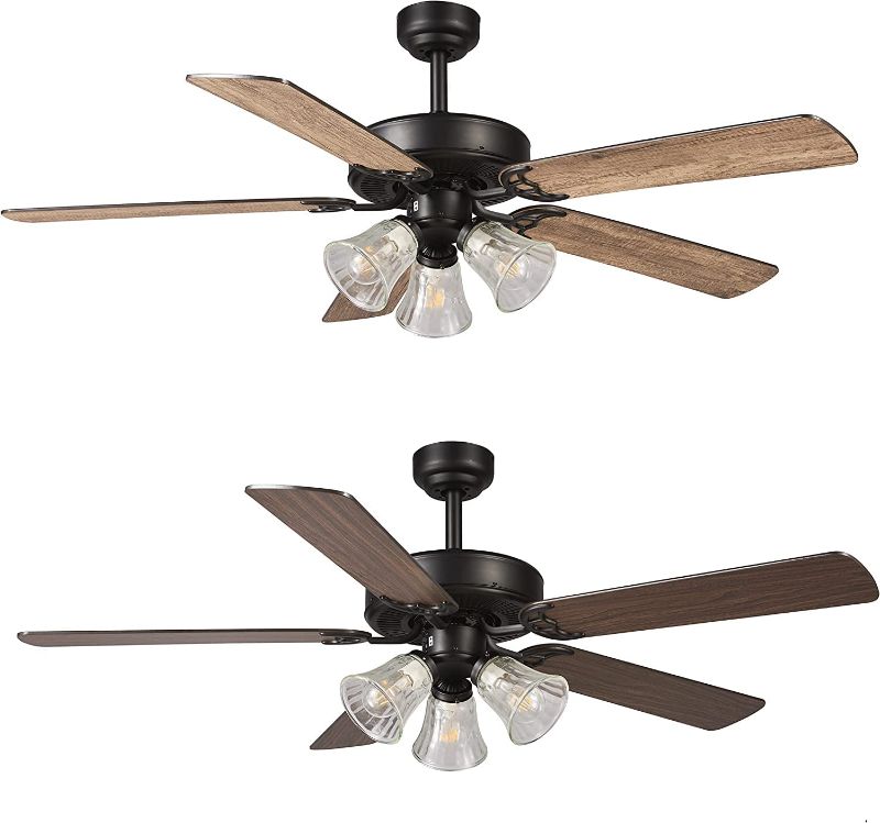 Photo 2 of 52 Inch Indoor Ceiling Fan with Light and Remote Control, Reversible Blades and Motor, 110V ETL Listed for Living Room, Dining Room, Bedroom, Basement, Kitchen
OPENED ITEM, ALL PARTS ARE SEALED/WRAPPED