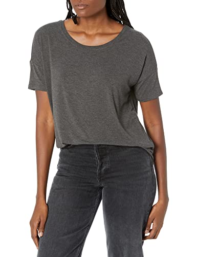 Photo 1 of Daily Ritual Women's Jersey Relaxed-Fit Short-Sleeve Drop-Shoulder Scoopneck T-Shirt, Charcoal Heather, Large
