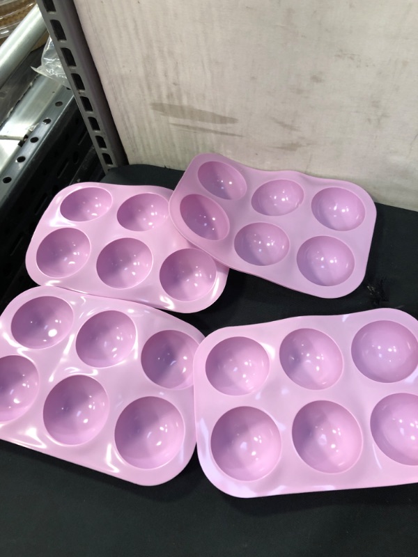 Photo 3 of 2 PCS  6-Cavity Semi Sphere Silicone Mold, Baking Mold for Making Hot Chocolate Bomb, Cake, Jelly, Dome Mousse (Purple)
 2 PACK 4 PCS TOTAL