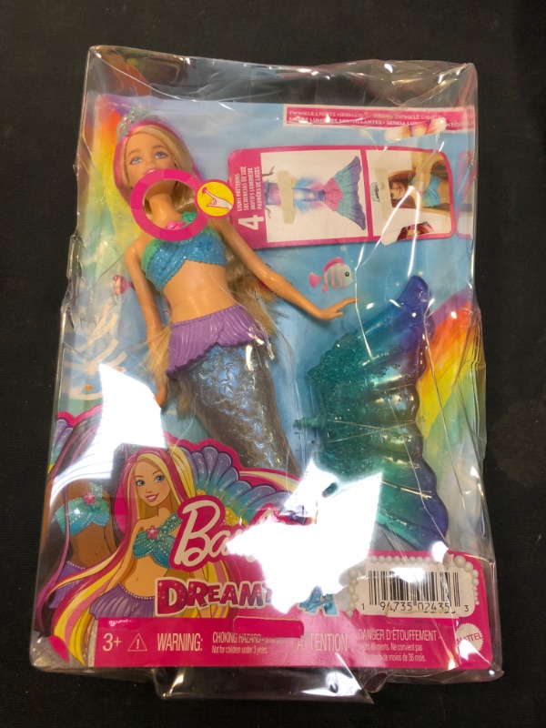 Photo 2 of Barbie Mermaid Doll with Water-Activated Twinkle Light-Up Tail, Dreamtopia Mermaid Toys, Pink-Streaked Hair????