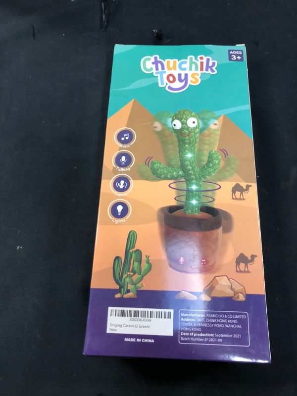 Photo 2 of Chuchik Dancing Talking Cactus Toy for Babies – 60 Songs the Singing Cactus Toy with 3 Changeable Outfits – Plush Wiggle Dancing Talking Repeating Mimicking Cactus Toy with Glowing LED Lights (2 Pack)