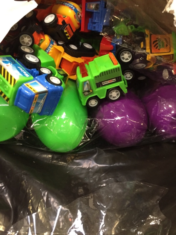 Photo 2 of 24 Pcs Filled Easter Eggs with Mini Pull Back Cars, 3.2" Colorful Easter Egg Refillable with Various Surprised Pull Back Vehicles for Kids Easter Eggs Hunt and Party Favors, Easter Basket Stuffers