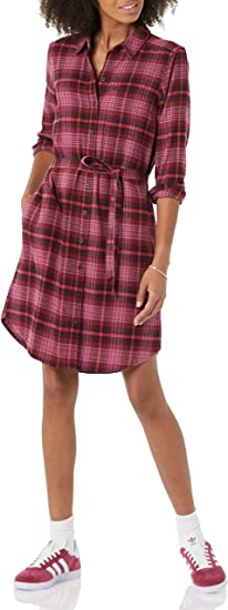 Photo 1 of Goodthreads Women's Brushed Flannel Relaxed-Fit Belted Shirt Dress