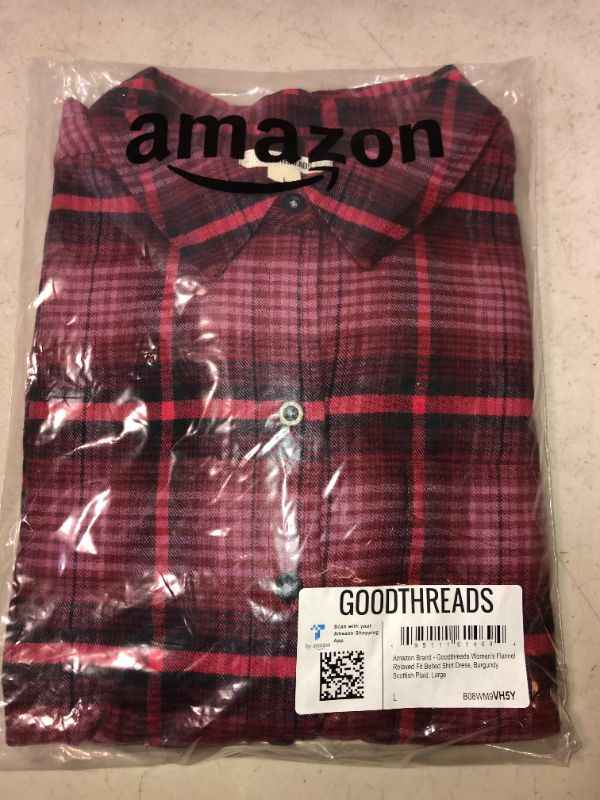 Photo 2 of Goodthreads Women's Brushed Flannel Relaxed-Fit Belted Shirt Dress