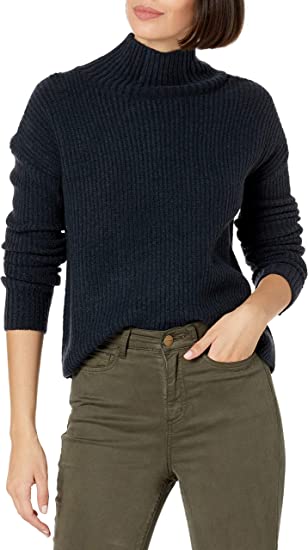 Photo 1 of Goodthreads Women's Mid-Gauge Stretch Cropped Long-Sleeve Funnel Neck Sweater