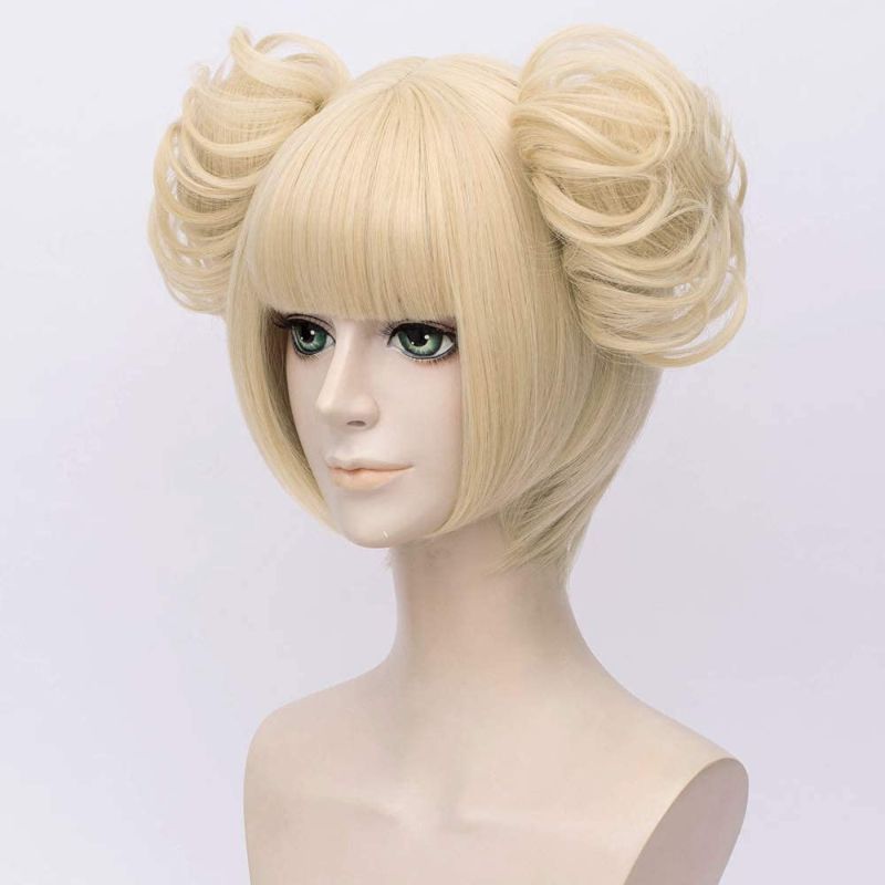 Photo 1 of 
FALAMKA Short Blonde Wig with 2 Detachable Buns Anime Cosplay Wigs Costume Halloween