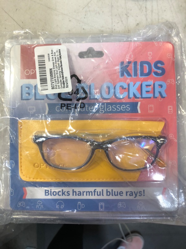 Photo 2 of Blue Light Blocking Glasses Girls & Boys | Anti Eyestrain Blue Light Glasses Kids Computer Gaming Glasses (Ages 3-10) | Flexible Blue Square Frames with Yellow Temples Video Phone Screen Eyeglasses