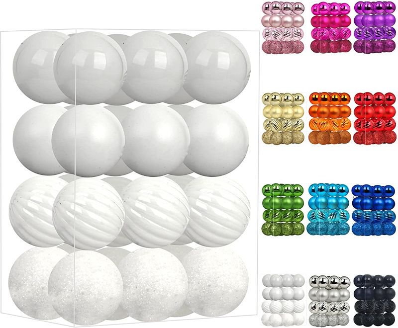Photo 1 of 2 PACK ---Emopeak 24Pcs Christmas Balls Ornaments for Xmas Christmas Tree - 4 Style Shatterproof Christmas Tree Decorations Hanging Ball for Holiday Wedding Party Decoration (1.3"/3.2CM, White)