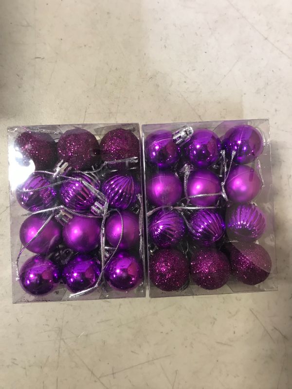 Photo 2 of 2 PACK --- Emopeak 24Pcs Christmas Balls Ornaments for Xmas Christmas Tree - 4 Style Shatterproof Christmas Tree Decorations Hanging Ball for Holiday Wedding Party Decoration (1.3"/3.2CM, Purple)