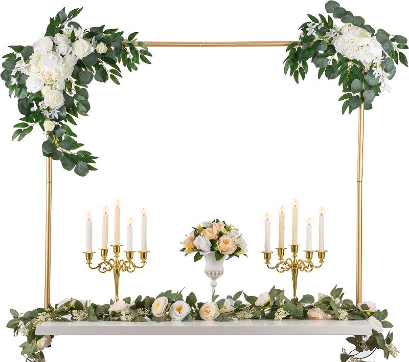 Photo 1 of 
Inweder 44" Tall Over The Table Rod Stand with Clamps, Adjustable Gold Metal Table Arch Stand, Table Clamp Stand, Party Stands for Centerpiece