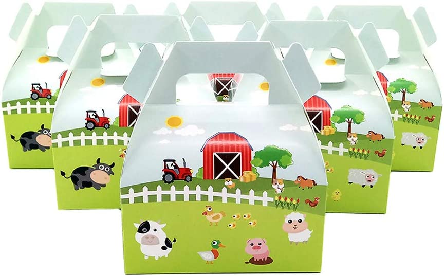 Photo 1 of 20 PCS Small Size Candy Box Cake Box for Kids Farm Animals Pig Cow Sheep Tractor Theme Party, Cake Treat Gift Box Candy Cookie Containers Goodie Bag, Baby Shower Party Decoration Party Favor Supplies