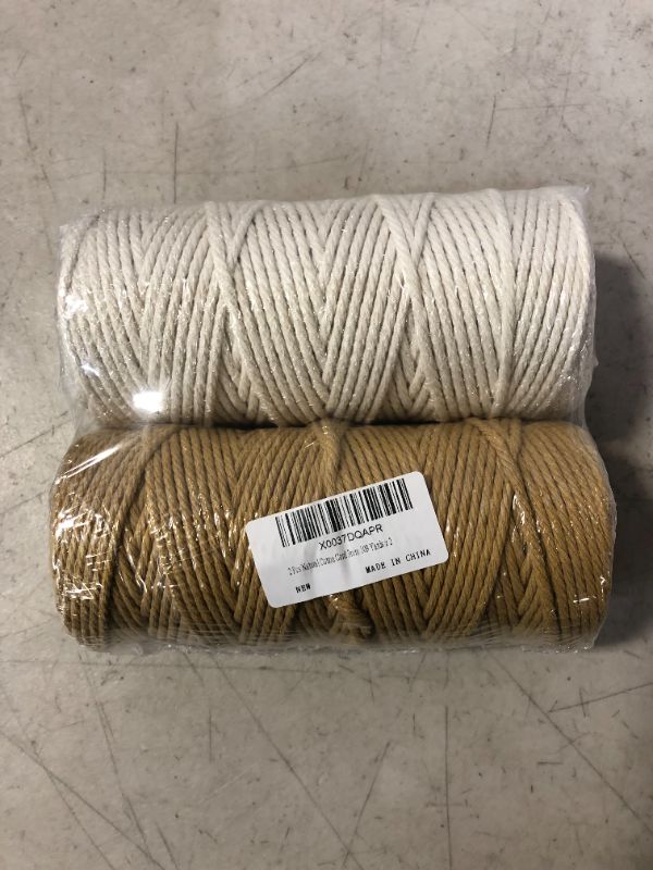 Photo 2 of 2 Pcs Natural Cotton Cord 3mm 109 Yards x 2, Macrame Cotton Cord for DIY Wall Hanging Coasters Plant Hanger ( Khaki, White )