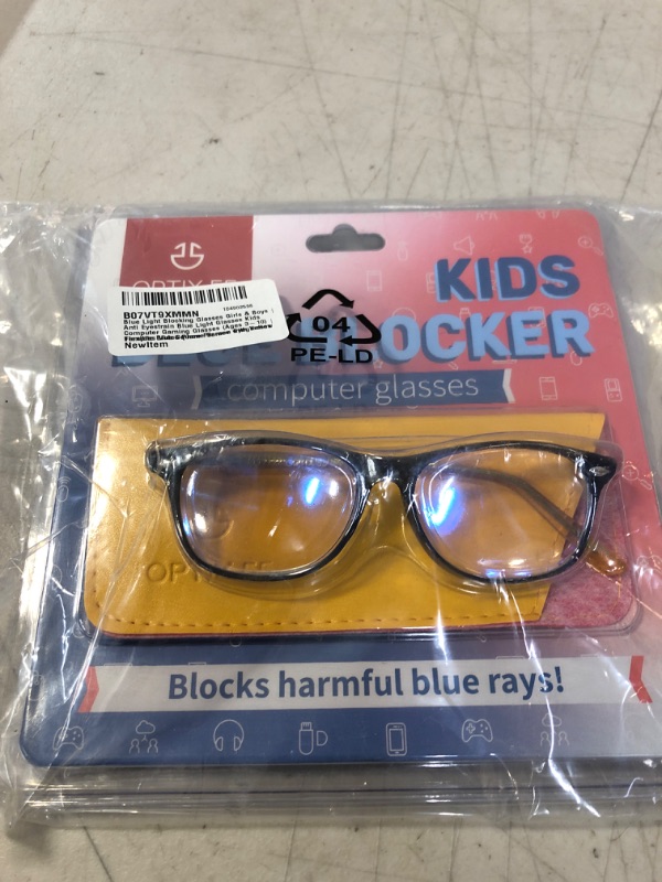 Photo 2 of Blue Light Blocking Glasses Girls & Boys | Anti Eyestrain Blue Light Glasses Kids Computer Gaming Glasses (Ages 3-10) | Flexible Blue Square Frames with Yellow Temples Video Phone Screen Eyeglasses