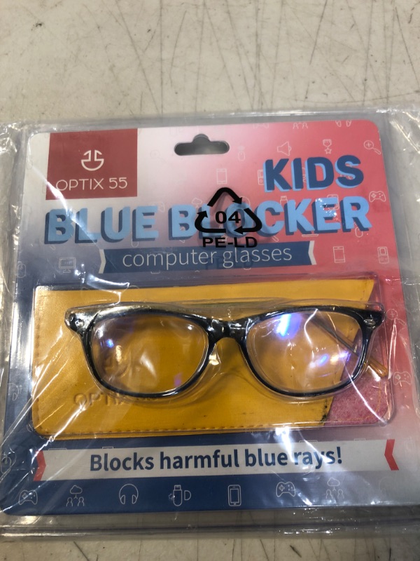 Photo 2 of Blue Light Blocking Glasses Girls & Boys | Anti Eyestrain Blue Light Glasses Kids Computer Gaming Glasses (Ages 3-10) | Flexible Blue Square Frames with Yellow Temples Video Phone Screen Eyeglasses