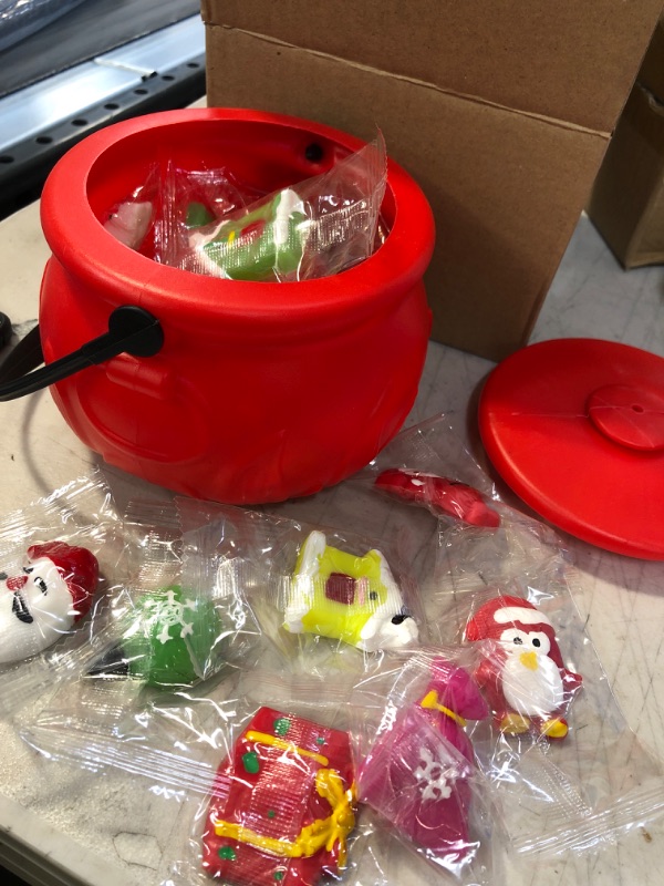 Photo 2 of 5.5" Christmas Cauldron with 24 Pcs Squishy Toys,Mini Kawaii Mochi Squishies Toy Stress Reliever Anxiety Packs for Kid Party Favors,Christmas Stocking Stuffers (Christmas)