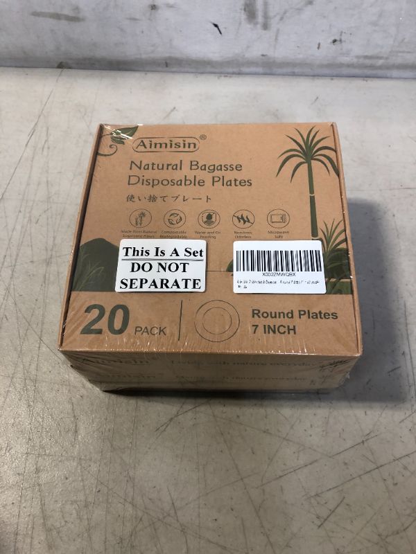 Photo 1 of Aimisin Disposable Bagasse Plates Biodegradable Natural Sugarcane Plates Heavy-Duty Compostable Plate for Parties BBQs Camping Wedding and Everyday Use (Round Plates 7'' - 60 pack)