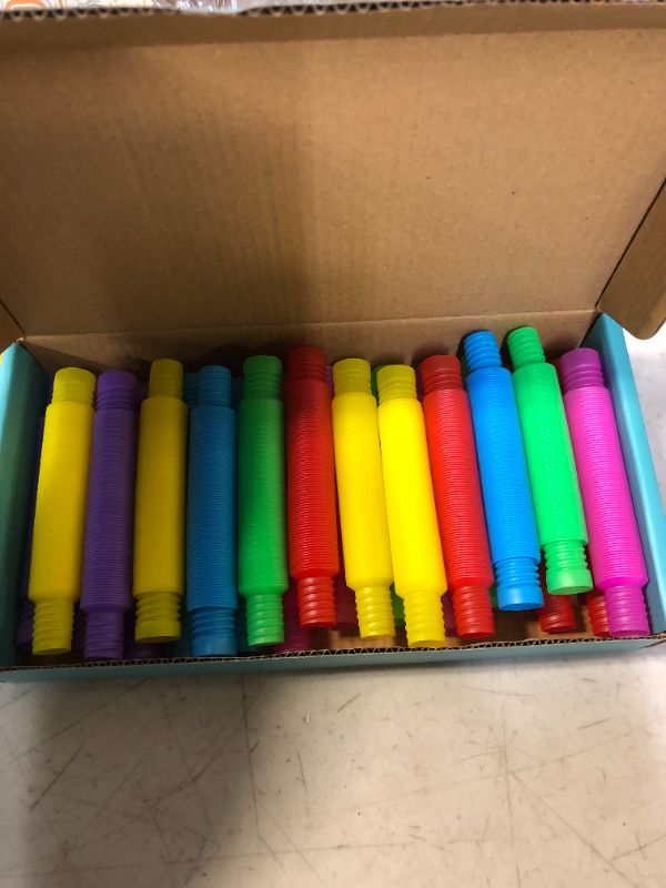 Photo 3 of 24 Pack Pop Tubes Fidget Toy,Fidget Tubes for Children and Aldult,Sensory Stretch Tubes Kit,Stress Relief Toys for Kids,Fidget Toys for Classroom & Party Favors Kits