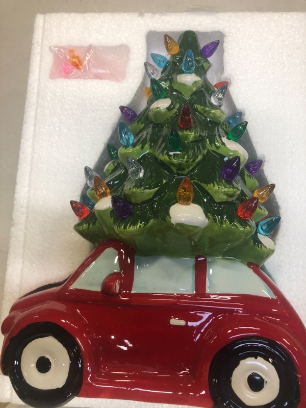 Photo 1 of  Christmas Tree and Vintage Car Christmas Tabletop Decoration