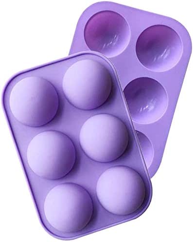 Photo 1 of  6-Cavity Semi Sphere Silicone Mold, Baking Mold for Making Hot Chocolate Bomb, Cake, Jelly, Dome Mousse (Purple) 2 PACK
