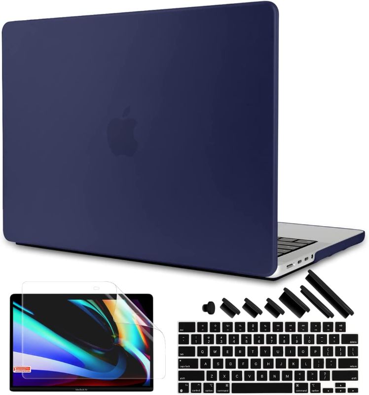 Photo 1 of TWOLSKOO for MacBook Pro 14 inch Case 2022 2021 Release A2442, Frosted Hard Shell Case & Keyboard Cover & Screen Protector Compatible with New MacBook Pro 14 inch M1 Pro/Max, Matte Navy Blue
