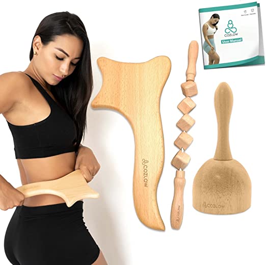 Photo 1 of COZLOW 3-in-1 Deluxe Wood Therapy Massage Tools Set | Maderoterapia Kit Wood Therapy Tools for Body Shaping, Reducing Appearance of Cellulite, & More
