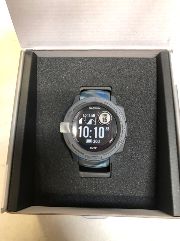Photo 3 of Garmin Instinct Solar Surf, Rugged Outdoor Smartwatch with Solar Charging Capabilities, Tide Data and Dedicated Surfing Activity, Pipeline
