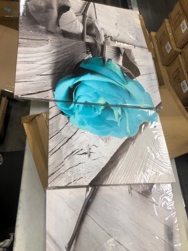 Photo 1 of 4 PCS WALL ART TEAL ROSE
NEW - DAMAGED - CUT ON CANVAS