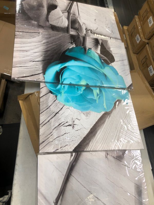 Photo 1 of 4 PCS WALL ART TEAL ROSE
