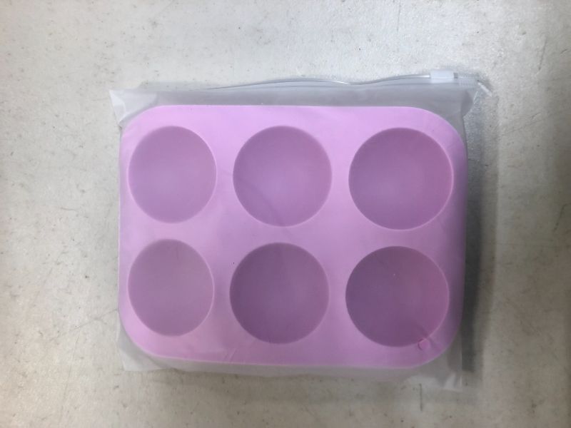 Photo 2 of 2 Pack 6-Cavity Semi Sphere Silicone Mold, Baking Mold for Making Hot Chocolate Bomb, Cake, Jelly, Dome Mousse Purple