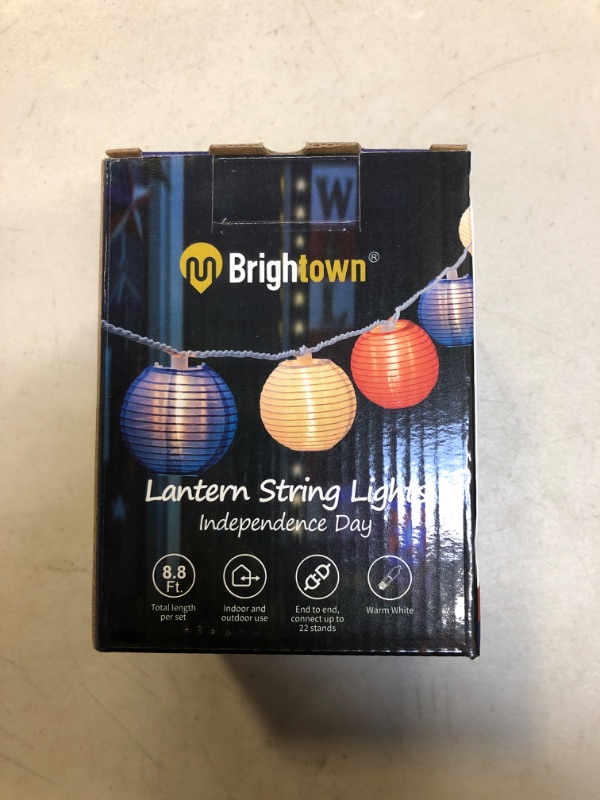 Photo 2 of 4th of July Lights - Minetom Lantern String Lights, 6.7 Feet 10 Waterproof Nylon Lantern Hanging Globe Light, Plug in Connectable Decorative Lights for Independence Day Garden Fourth of July Decor 3 Color Lights