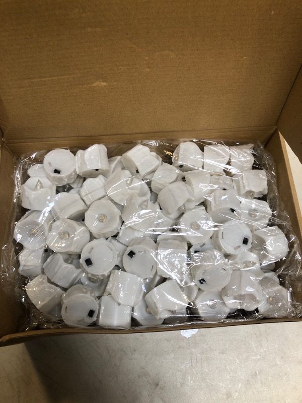 Photo 3 of 100 Pcs Flameless Tea Lights Candles LED Votive Candles Flickering Flameless Candles Warm White Light Battery Operated Candles for Wedding, Valentine's Day, Halloween, Christmas Party Decoration