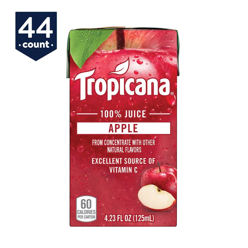 Photo 1 of (44 Boxes) Tropicana 100% Juice Box, Apple, 4.23 Fl Oz, EXP 12/27/2022