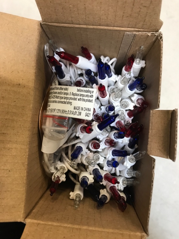 Photo 2 of 4th of July Decor Patriotic String Lights - 150 Count 27 Drops Red White Blue Incandescent Bulb Waterproof Connectable String Lights Plug in for Indoor Outdoor Party Patio Independence Day Decor Red White Blue 150 Bulbs 10 FT