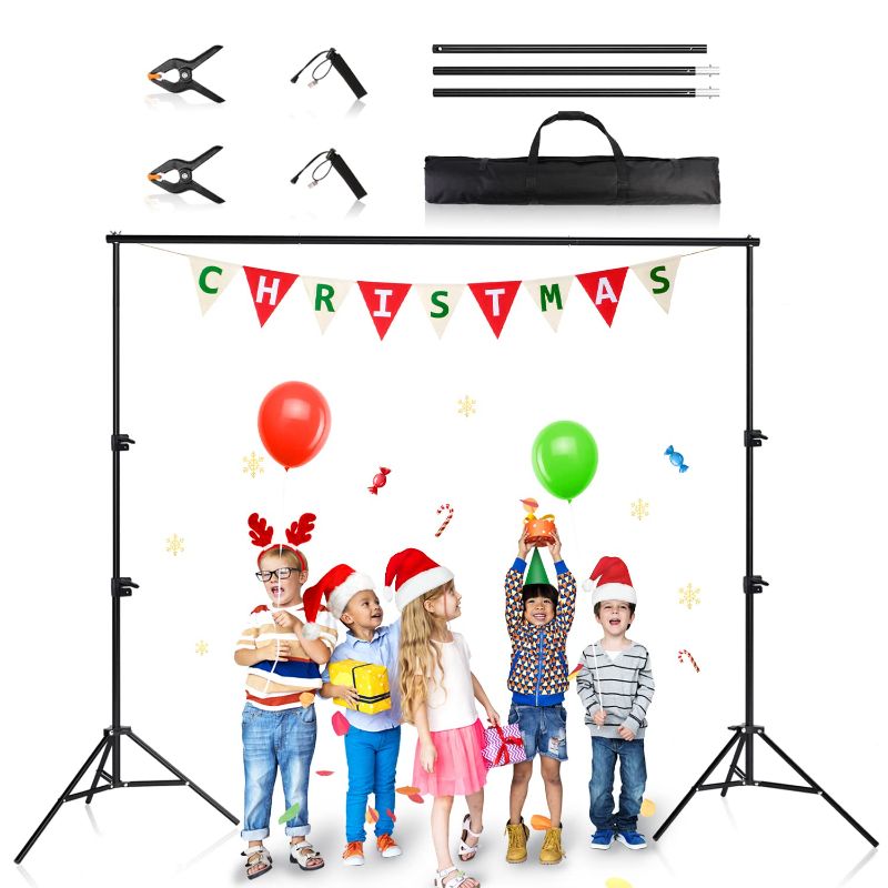 Photo 1 of Backdrop Stand for Parties, IFKDNR Back Drop Adjustable Stand, 6.5ftx6.5ft Portable Background Stand for Baby Shower, Birthday Parties, Photo Studio Upgraded Version 6.5*6.5ft with balloon pump