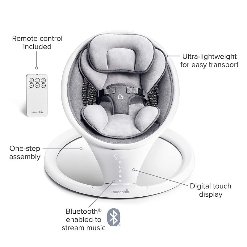 Photo 1 of Munchkin Bluetooth Enabled Lightweight Baby Swing with Natural Sway in 5 Ranges of Motion, Includes Remote Control***SHOWS VERY MINOR WEAR. 