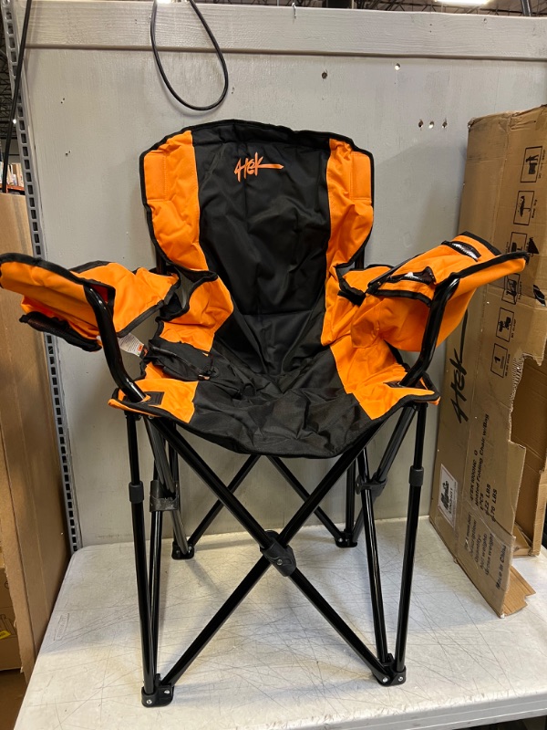 Photo 2 of 4TEK - Heated Chair - Portable Chair Perfect for Outdoor Camping, Sports, Beach, Lawn and Picnics | Orange & Black | Large Seat -***MISSING POWER  BANK