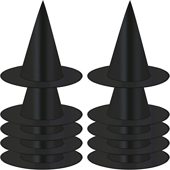 Photo 1 of 10 Pieces Halloween Witch Hat Wizard Hat Halloween Costume Accessory for Holiday Halloween Christmas Party, Black
