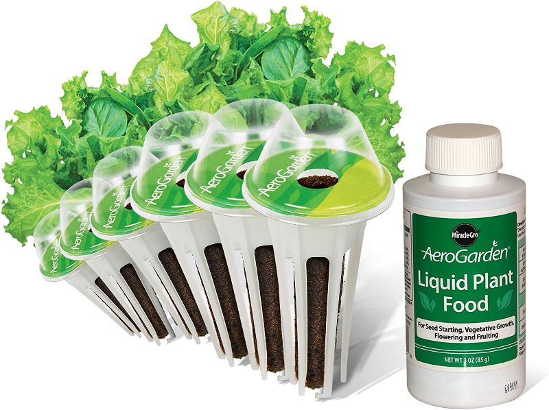 Photo 1 of Aerogarden Salad Greens Seed Pod Kit with Red and Green Leaf, Romaine and Butter Head Lettuce, Liquid Plant Food and Growing Guide (6-Pod)
